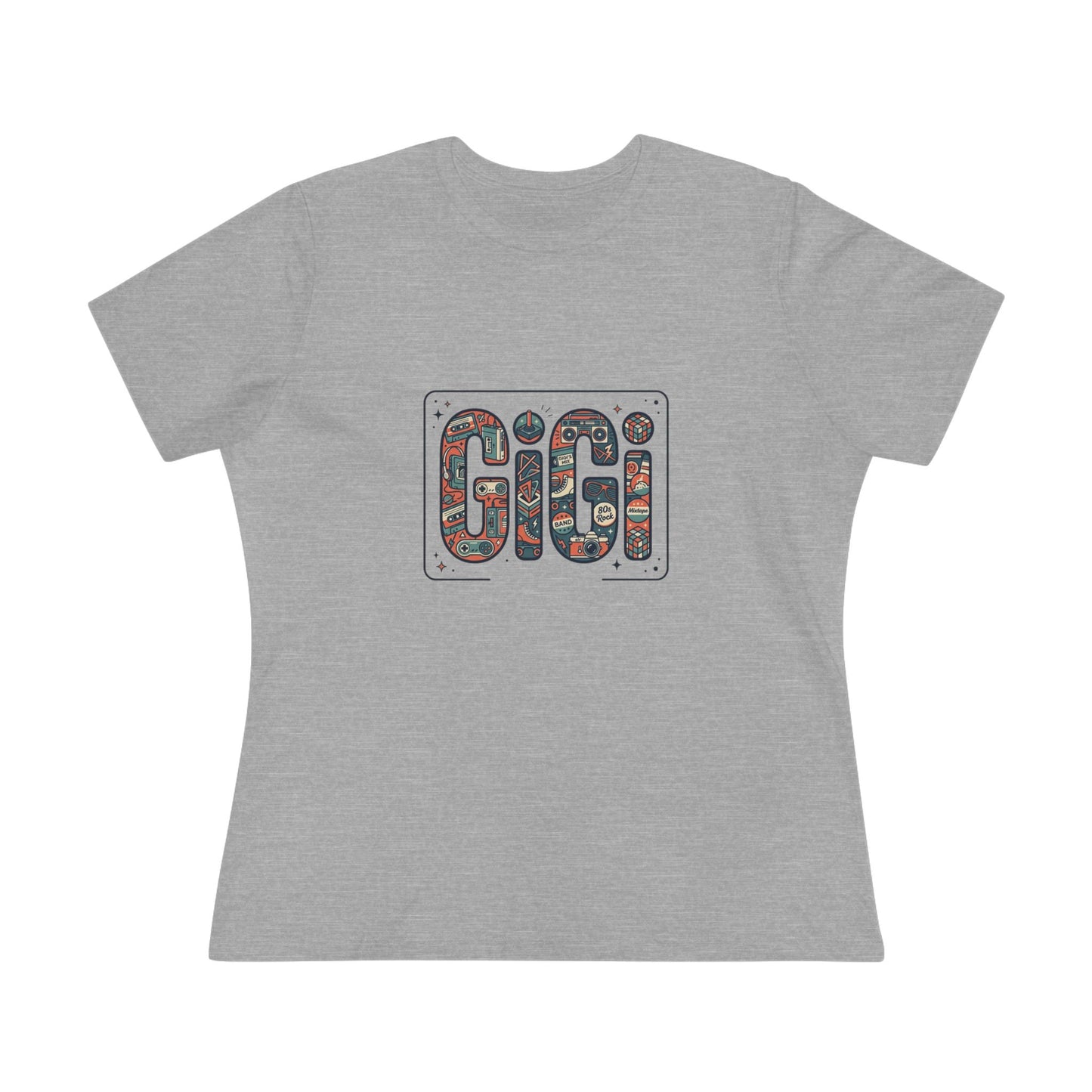 GIGI Floral Pattern Women's Cotton Tee – Cute Personalized Grandma Shirt, Mother's Day Gift